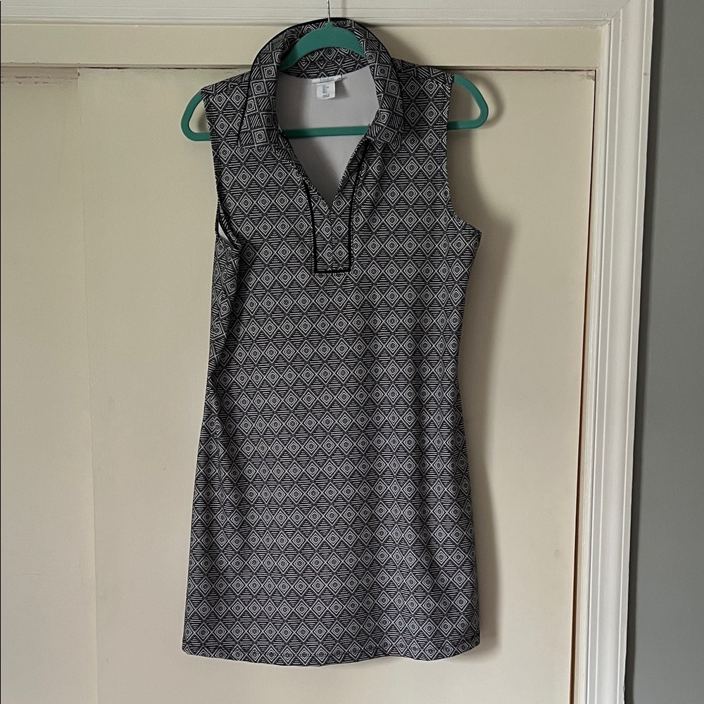 Sigrid Olsen Black and White Patterned Mini Dress